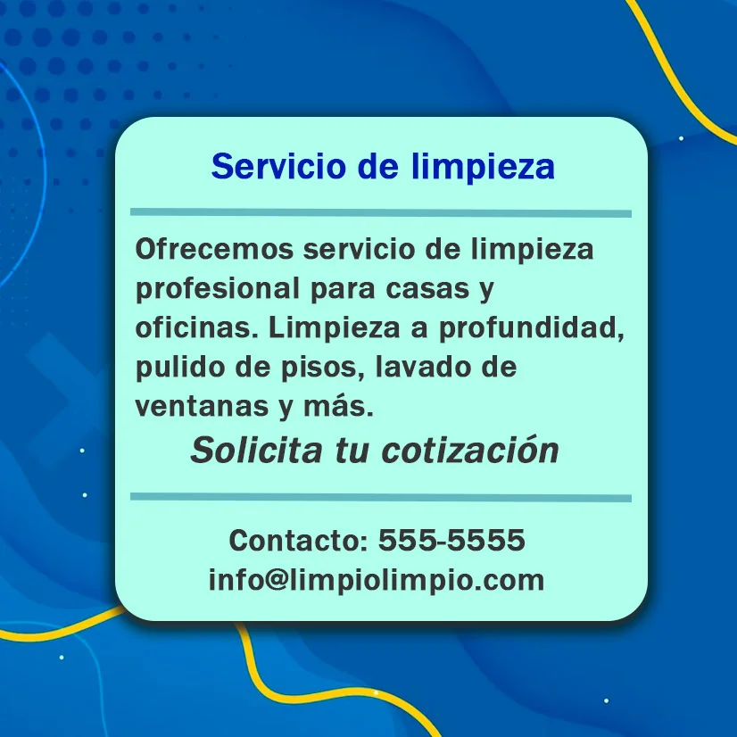 ¿Qué son los anuncios clasificados? Características, partes y 5 ejemplos 6 ejemplo de anuncio clasificado de un servicio de limpieza